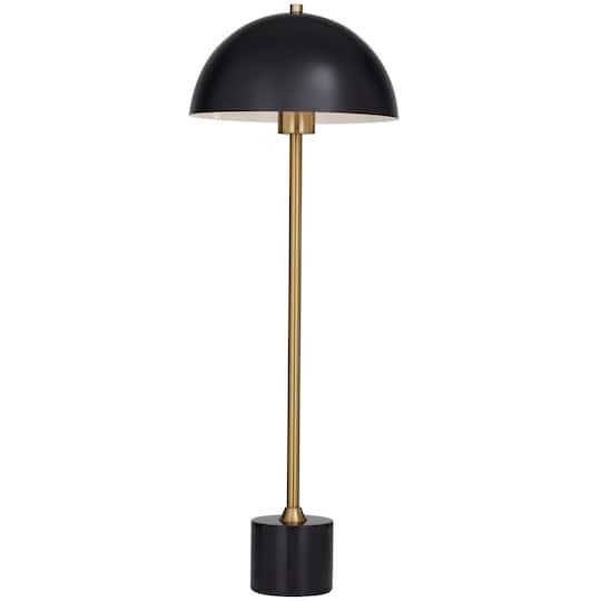 Black Metal Umbrella Style Desk Lamp with Marble Base 10" x 10" x 28"